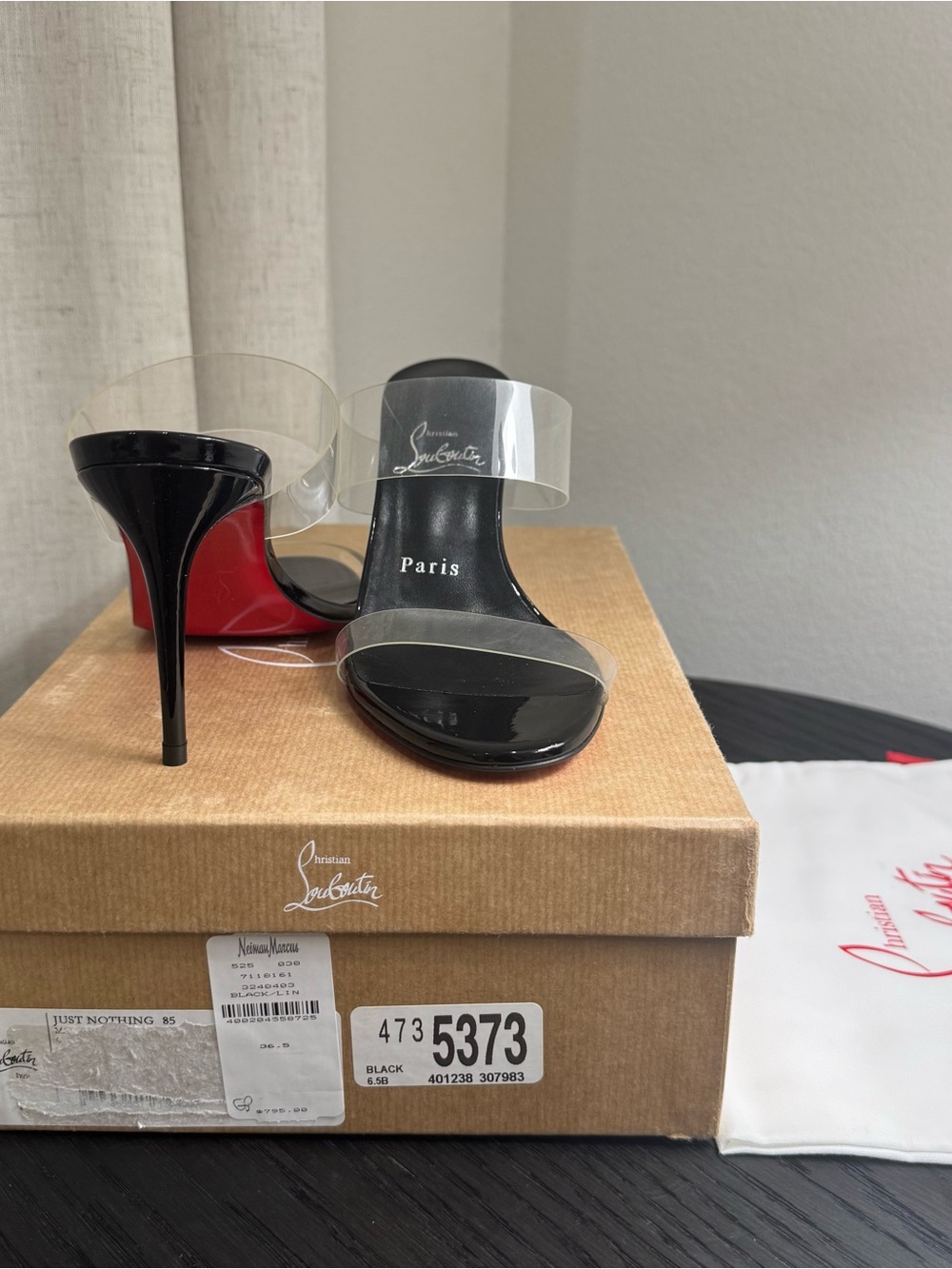 Christian Louboutin Just Nothing 85 Sandals Black 36.5 - Picture 9 of 9